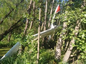 Rozbity szybowiec w leśnictwie Bojanowo