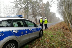 Mundurowi obserwują drogę