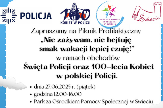 Plakat z zaproszeniem na piknik z okazji Święta Policji