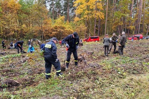 Policjanci i przedstawiciele samorządów wspólnie sadzą las