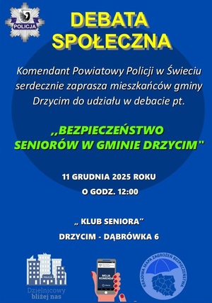 Plakaty informacyjne dotyczące debaty społecznej