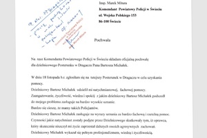 Treść pochwały dla dzielnicowego